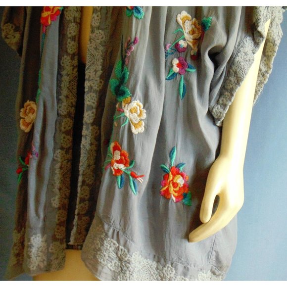 Johnny Was Embroidered Floral Kimono Jacket L - Picture 5 of 12